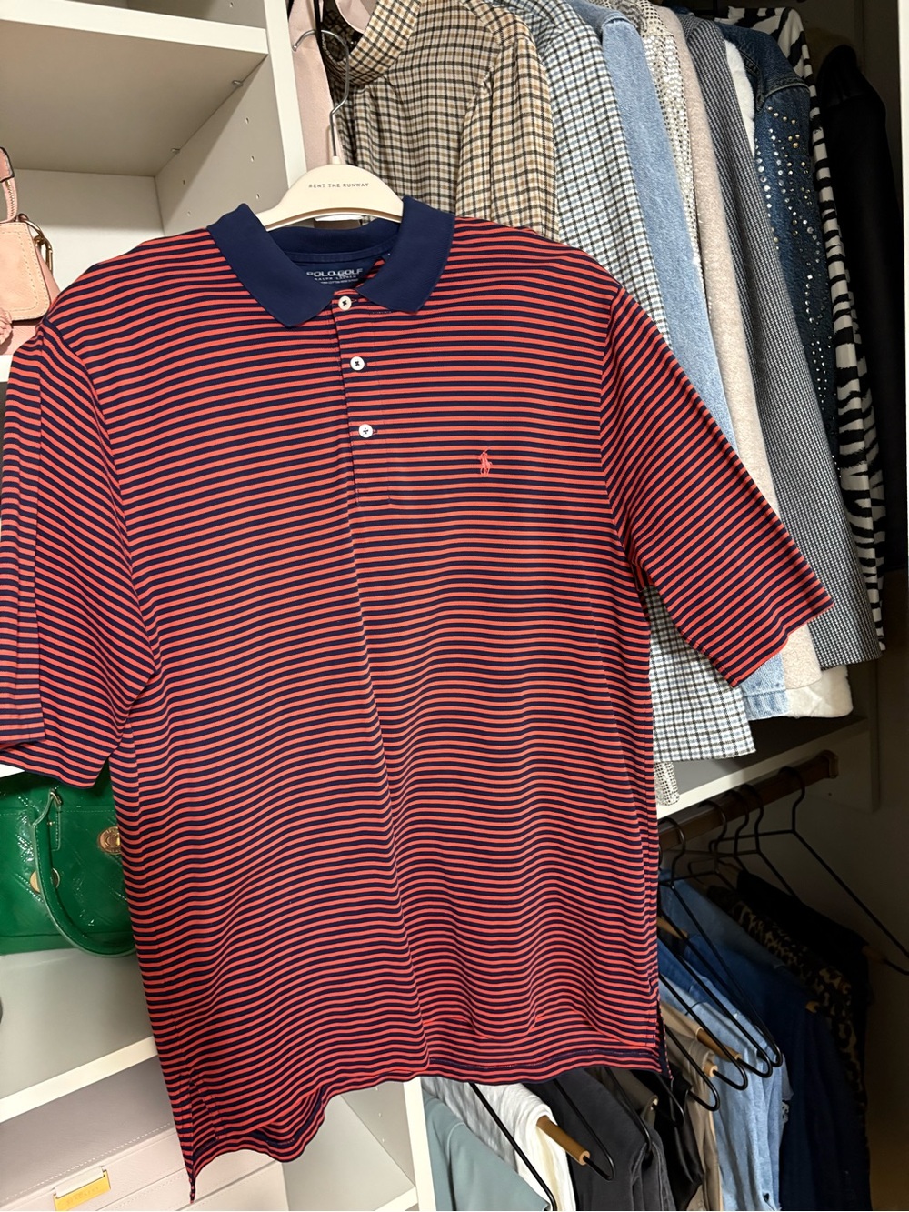 Vintage Polo Golf by Ralph Lauren Red & Navy Striped Polo Shirt